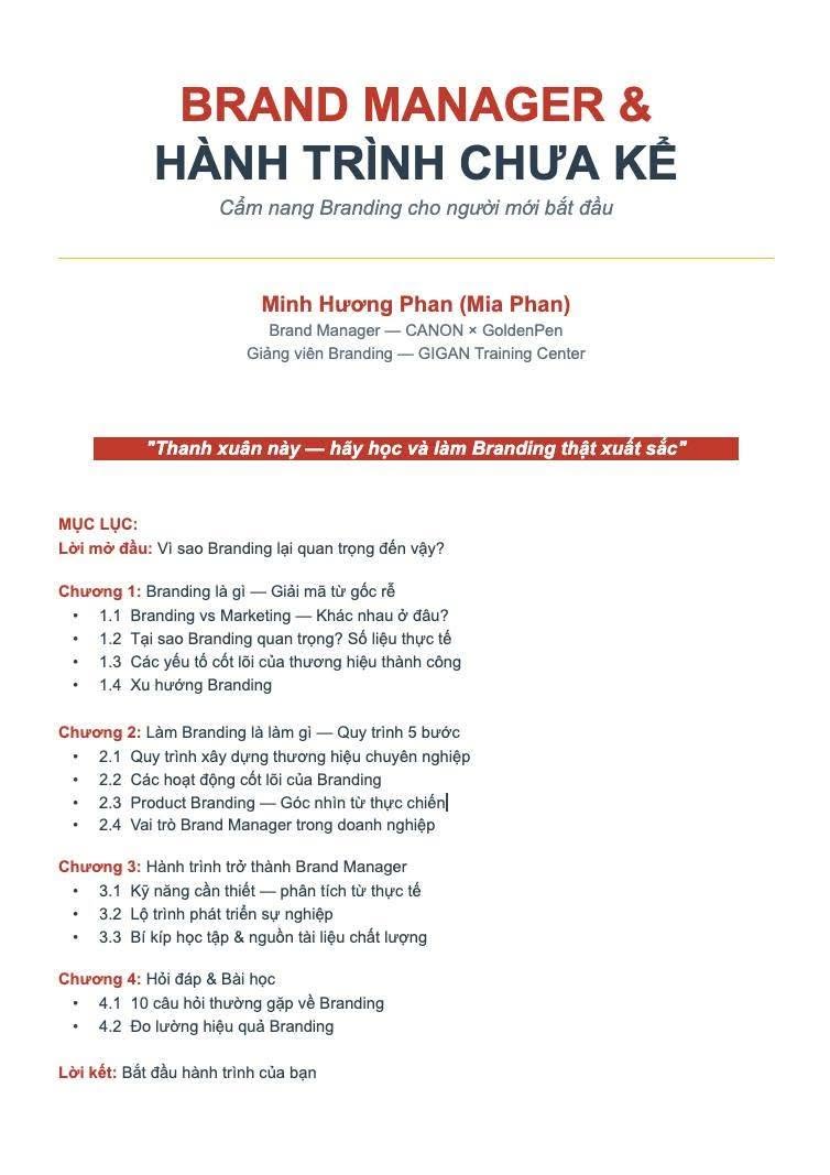 Brand Manager & Hành Trình Chưa Kể Cẩm nang Branding cho người mới bắt đầu